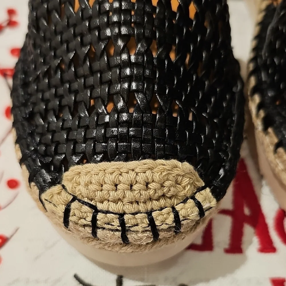 a.n.a Black and Tan Wedges Sandals